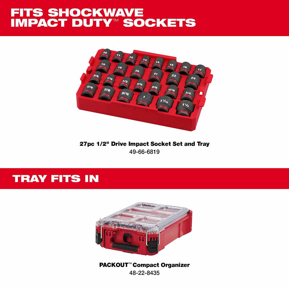 Milwaukee 49-66-6834 Shockwave Impact Duty Socket 1/2" Drive 27-Piece MM Tray Only - 5