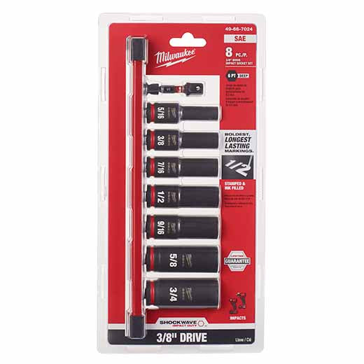 Milwaukee 49-66-7024 8PC SHOCKWAVE Impact Duty™  3/8" Drive SAE Deep 6 Point Socket Set - 2