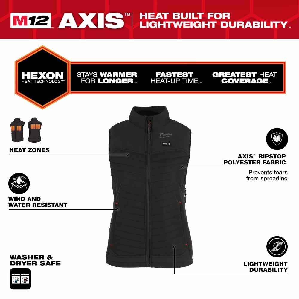 Milwaukee F300B-20 M12 Women's Black Axis Vest Only - 3