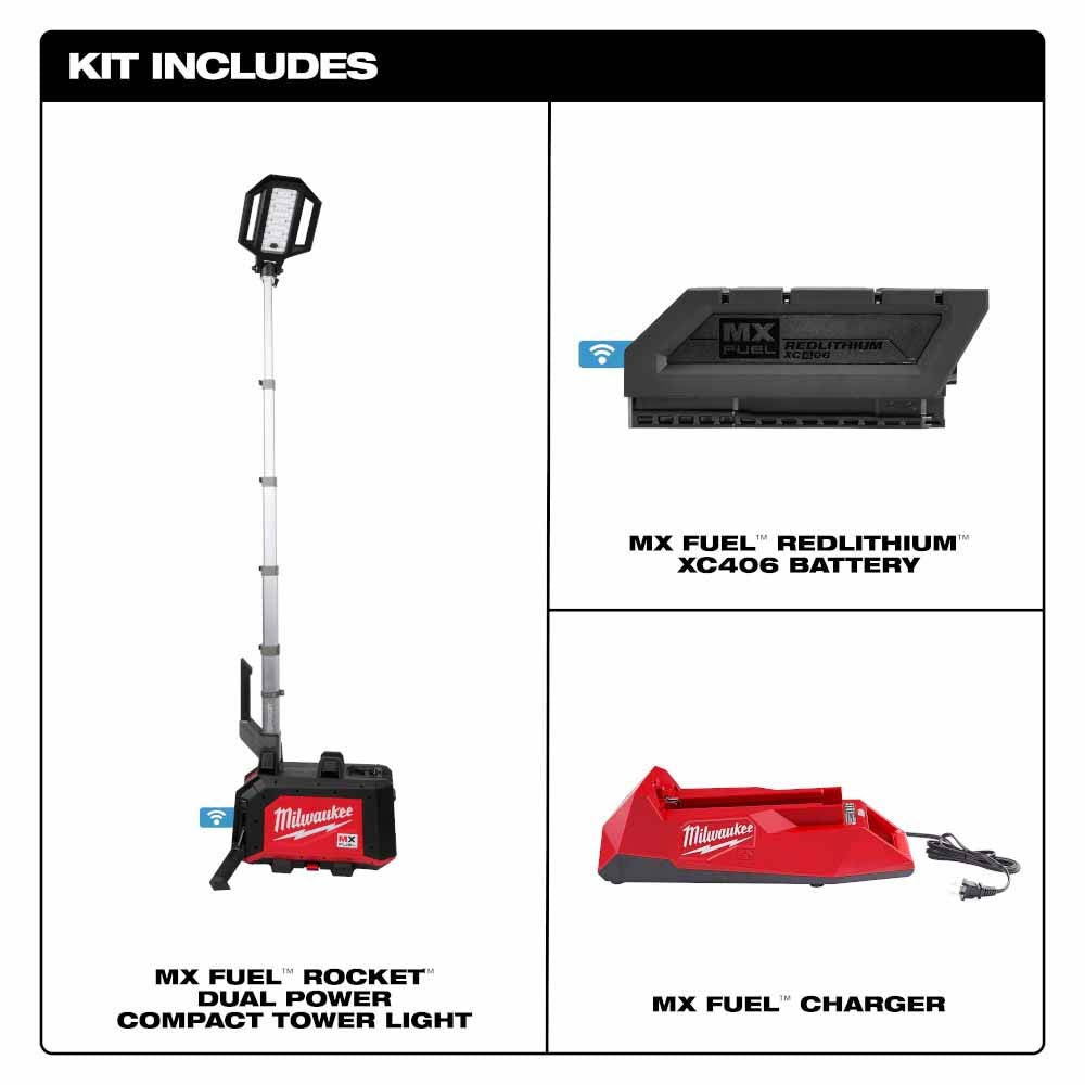 Milwaukee MXF040-1XC MX FUEL ROCKET Dual Power Compact Tower Light - 10