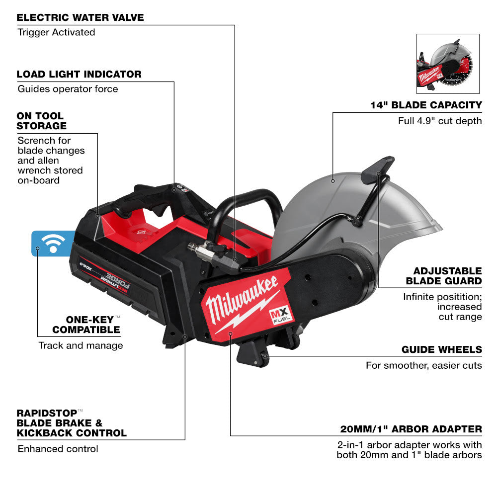 Milwaukee MXF315-2XC MX FUEL 14" Cut-Off Saw w/ RAPIDSTOP Brake Kit - 10