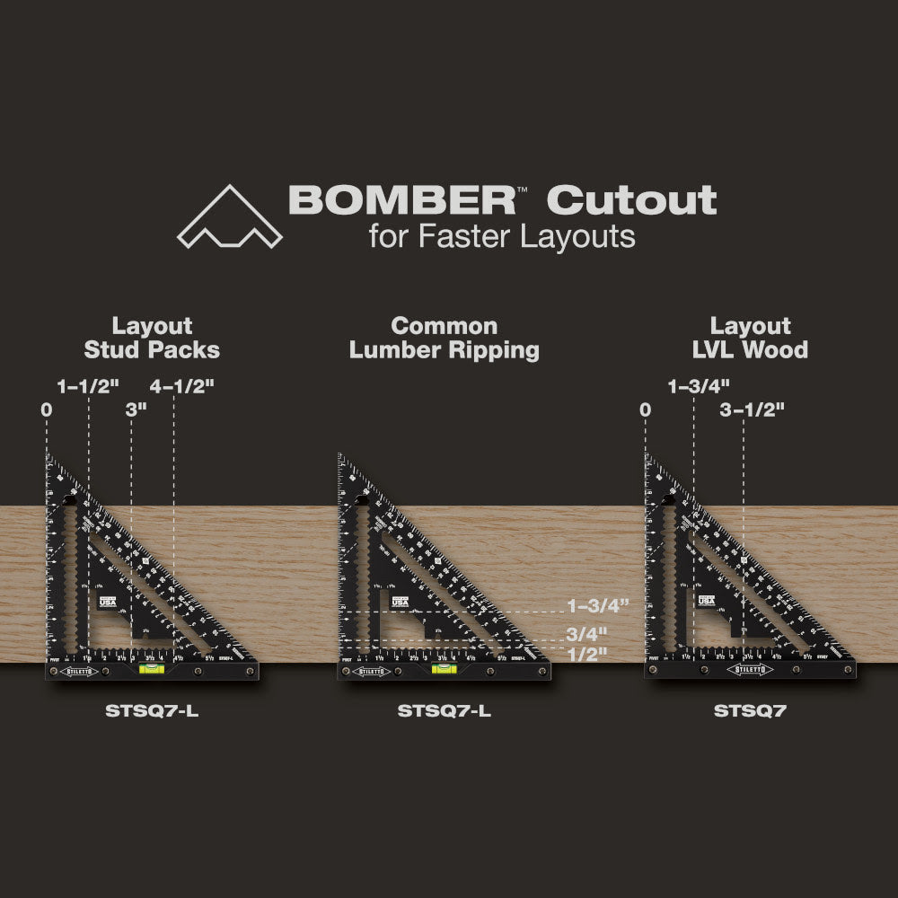 Stiletto STSQ7-L 7" Carpenter Square with Level - 3