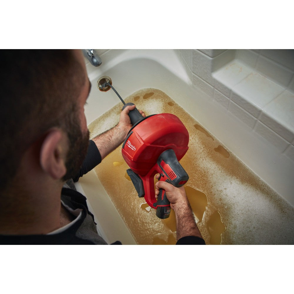 DrainX Toilet Auger Drophead Drain Snake with Drill Attachment, 6 FT Cable,  Includes Gloves and Storage Bag 