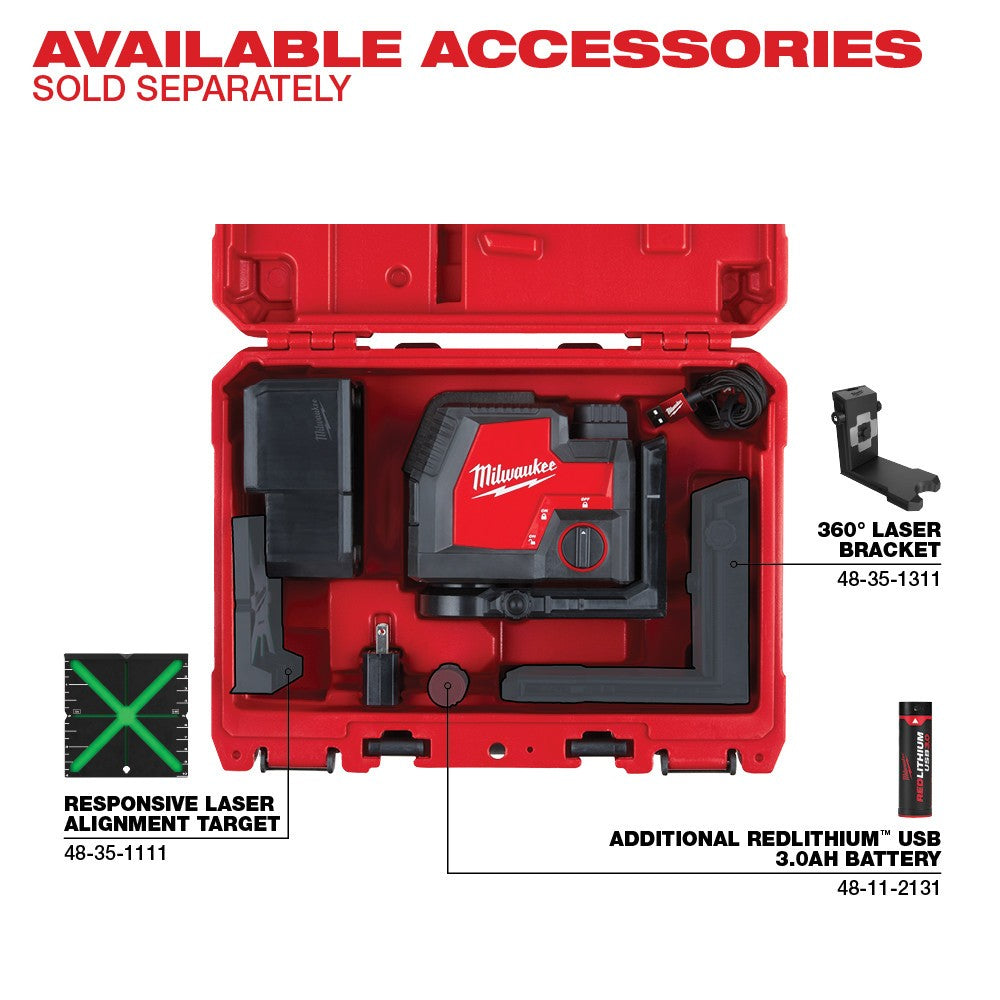 Milwaukee M12 Green Cross Line & Plumb Points Laser (Tool Only