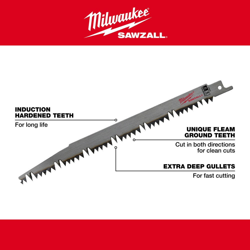 Milwaukee 48 00 1304 9 in. 4 5TPI Pruning SAWZALL Reciprocating Saw Bl