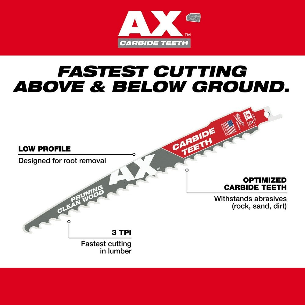 Milwaukee 6 in. 5 TPI AX Bimetal Nail Embedded Wood Cutting Sawzall Reciprocating Saw Blades (15-Pack)