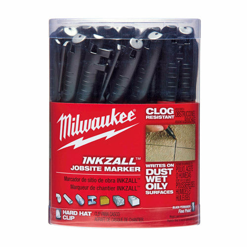  Milwaukee 48-22-3100 Inkzall Jobsite Fine Point Black Permanent  Marker 12 Pack : Office Products