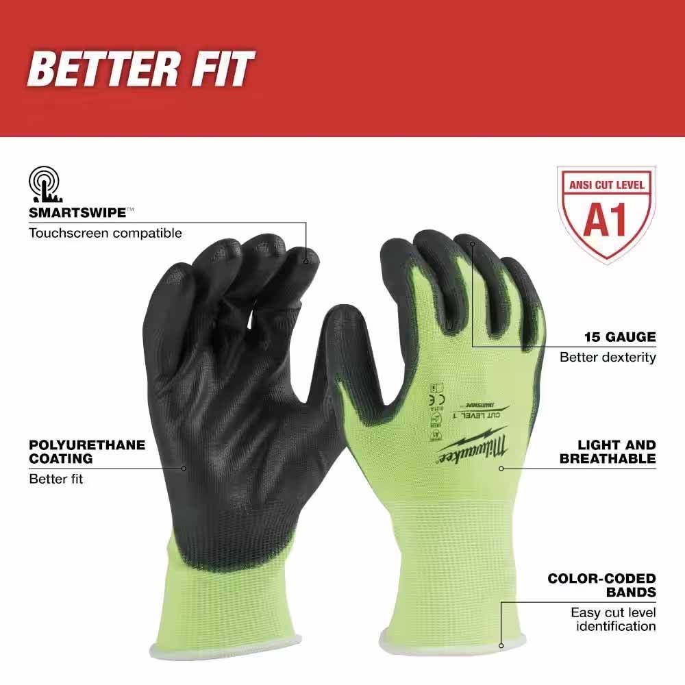 Milwaukee Black Level 1 Cut Resistant Dipped Work Gloves (8/Medium)