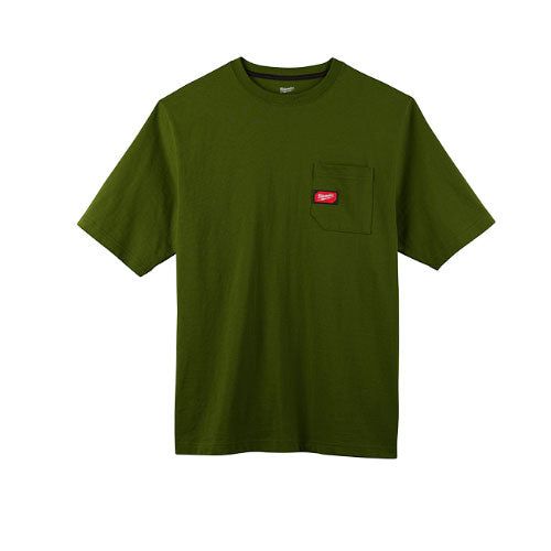 Milwaukee 601OG-2X Heavy Duty Pocket T-Shirt 601, Short Sleeve, Olive Green, 2X